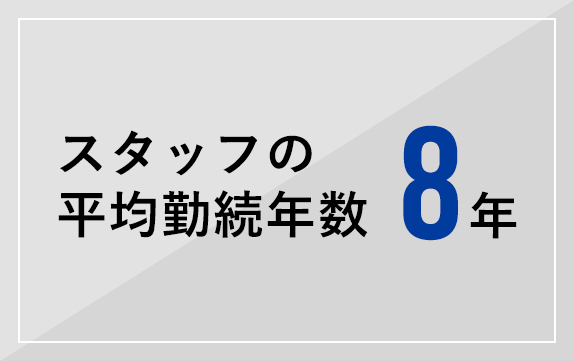 スタッフ平均勤続年数　８年